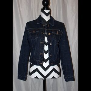 Angels Dark Blue Cropped Jean Jacket